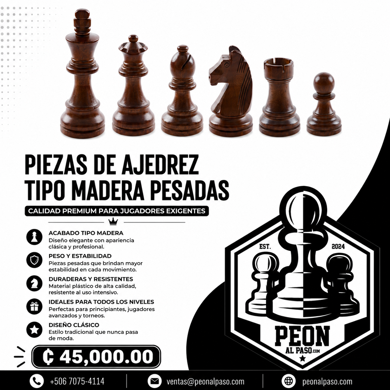 Piezas de madera negras